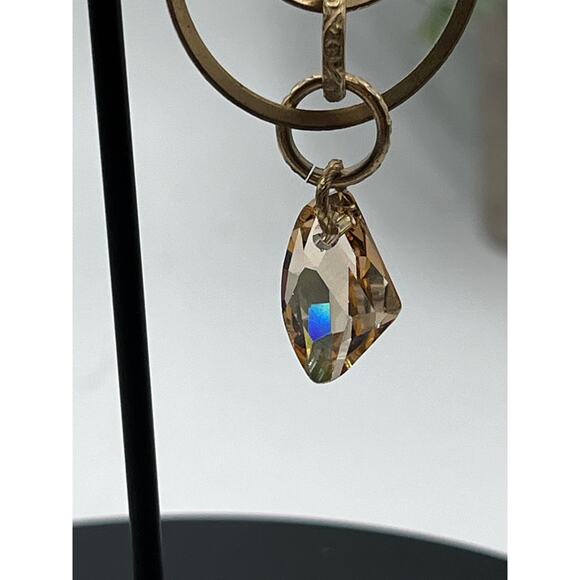 Catherine Popesco Gold Plated Light Amber Color Crystal Necklace Earring Set - Picture 6 of 13